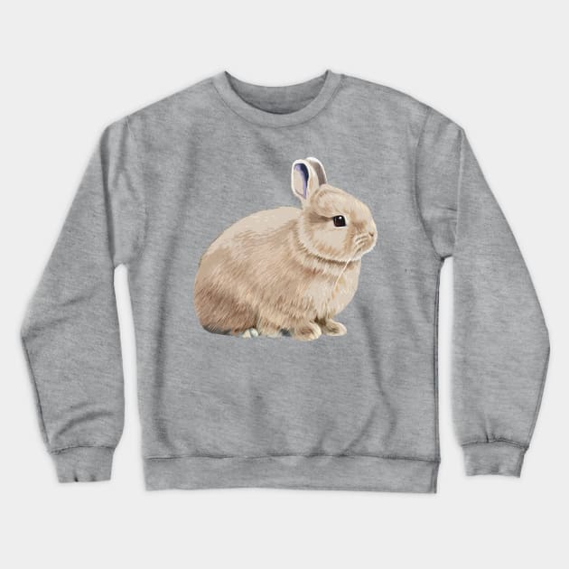 Cottagecore Beige White Otter Netherland Dwarf Rabbit Crewneck Sweatshirt by wigobun